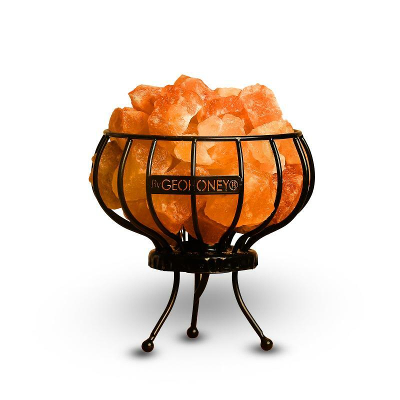 Himalayan Salt Lamp with Iron Basket