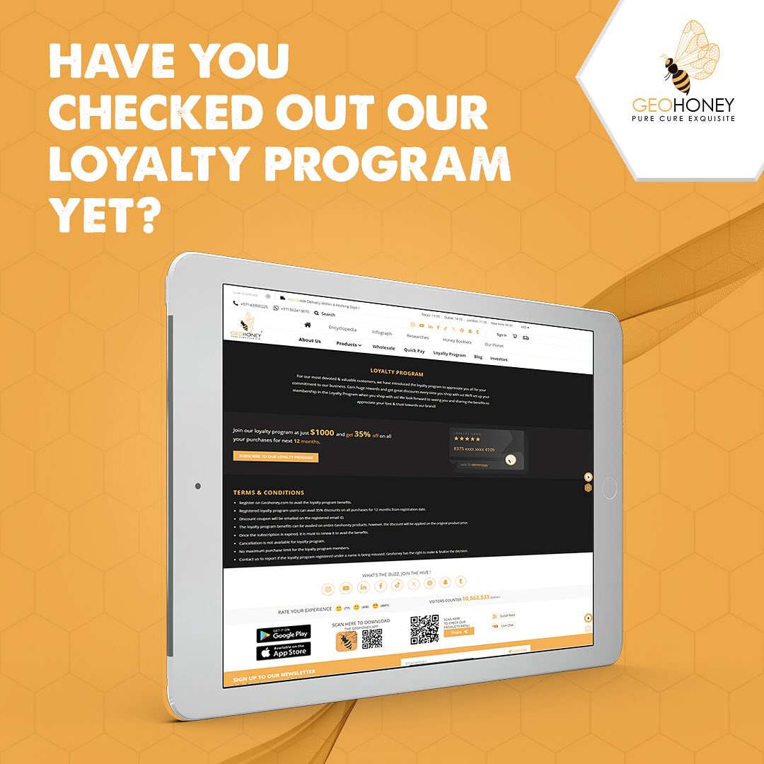 For our most devoted & valuable customers, we bring you our loyalty program to appreciate you all for your commitment to Geohoney.

???? How It Works:
✨ Simply shop with us to automatically enroll in our Loyalty Program.
✨ Earn points with every purchase and unlock exciting rewards.
✨ Enjoy exclusive discounts and special offers reserved just for our loyal customers.

Join us in celebrating your love and trust in our brand. We can’t wait to reward you for being a part of the Geohoney family! ???? ???? 

#GeoHoney #GeohoneyLoyalty #LoyalCustomer #RewardProgram #ShopAndEarn #ExclusiveDiscounts #HoneyLovers #LoyaltyRewards #SpecialOffers