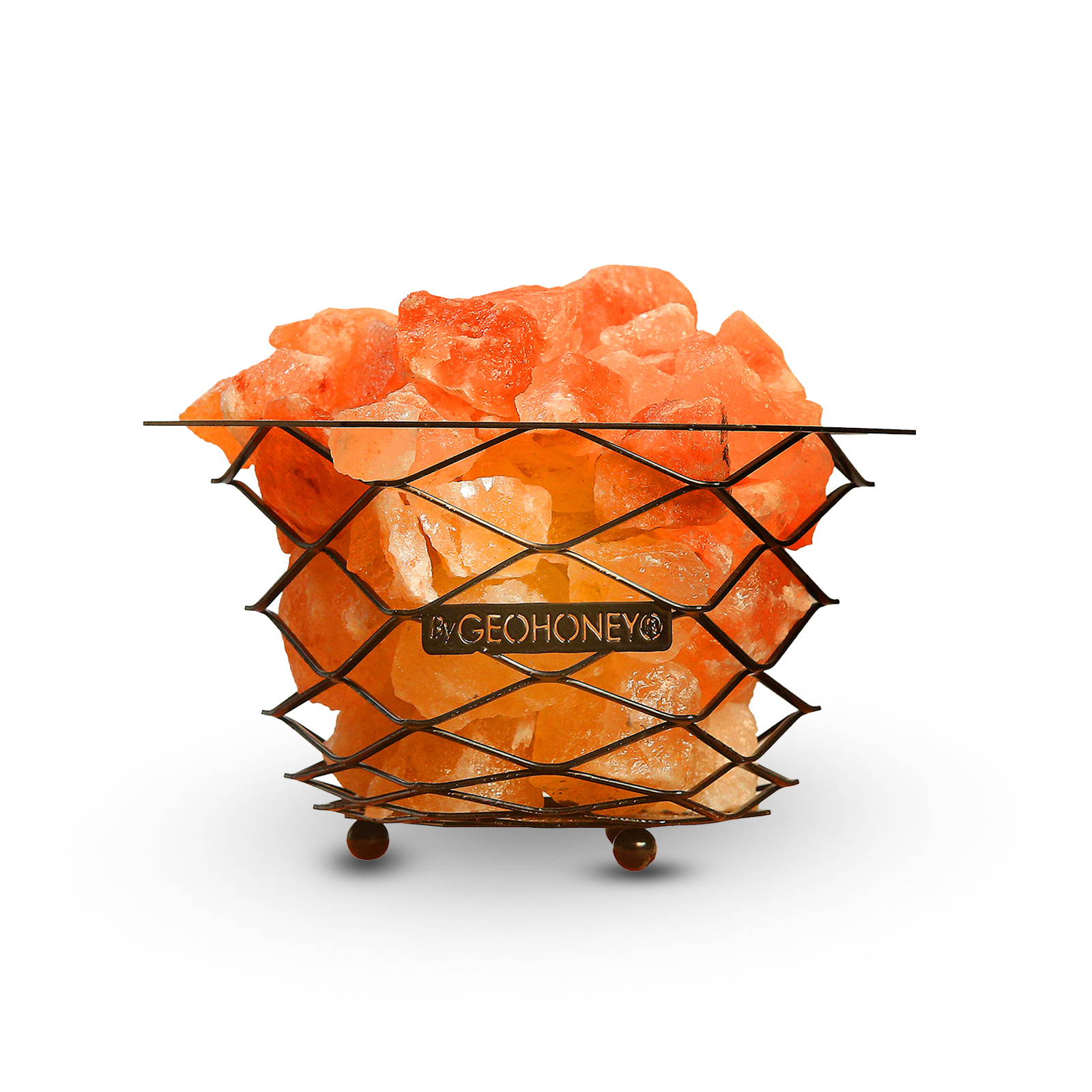 Himalayan Salt Lamp with Cross Iron Bars