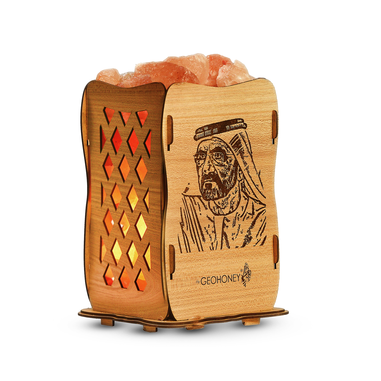 Himalayan Salt Lamp with Wooden Basket - Sheikh Muhammad bin Rashid Photo