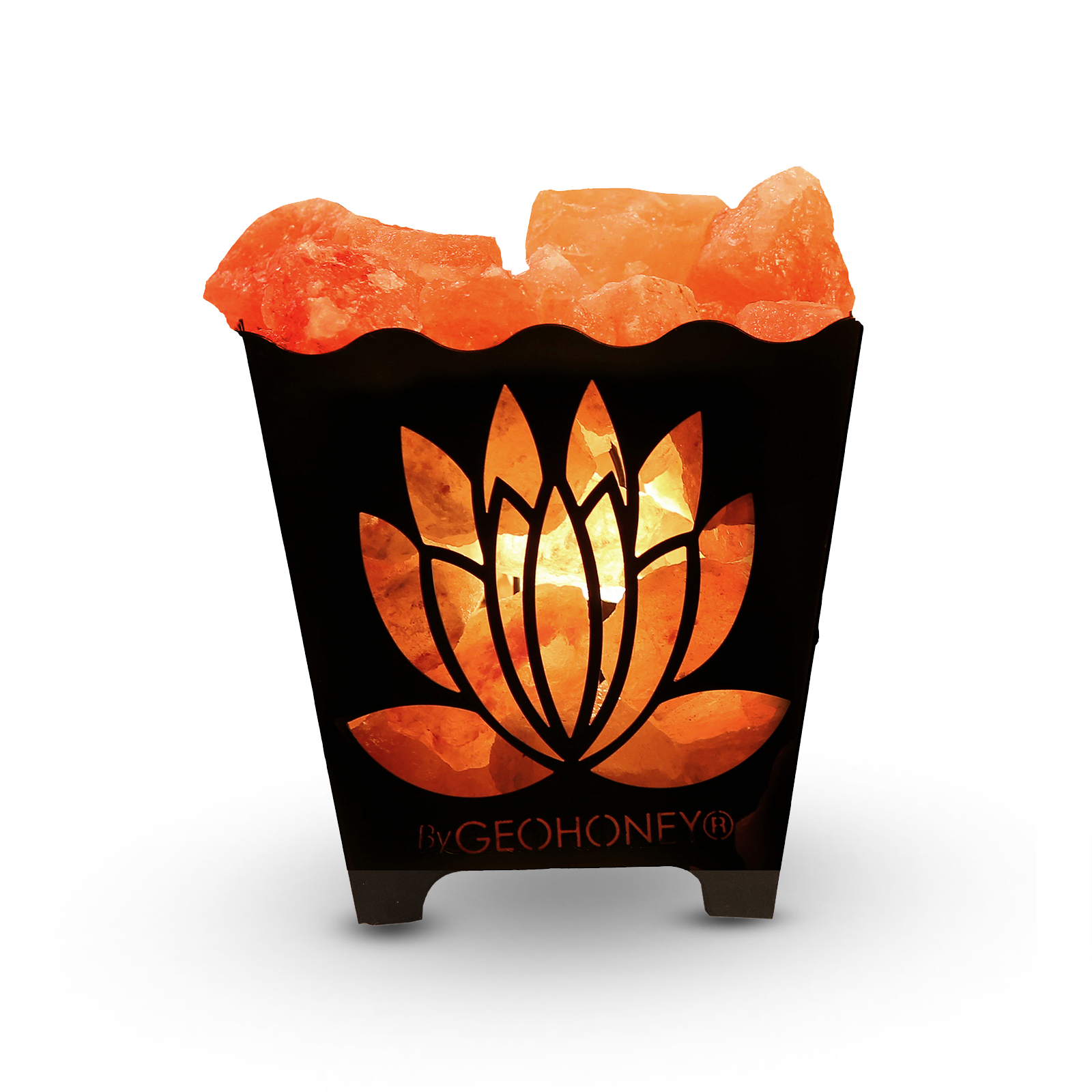 Himalayan Salt Lamp basket with Chunks - Flower Design